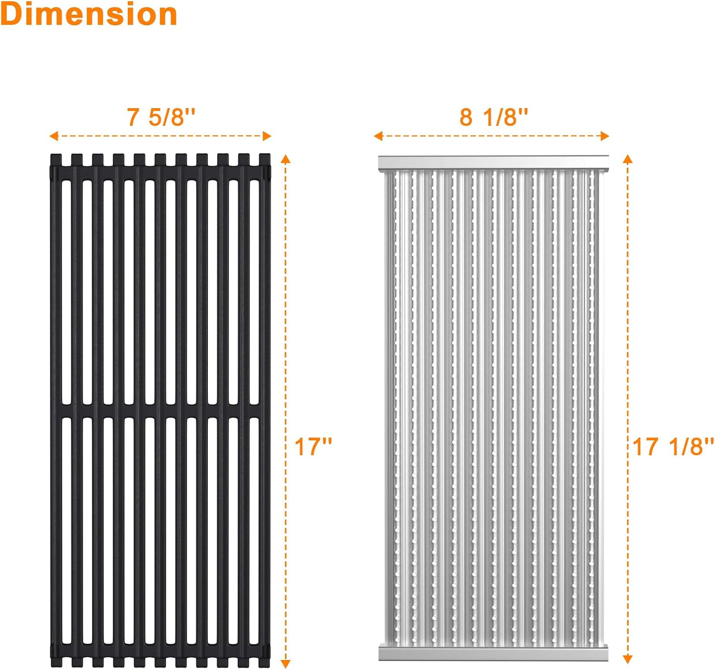 Cooking Grid Grates and Emitter Plates Replacement Parts for Charbroil Commercial Infrared 2 3 4 5 6 Burner Grills 463242515 466242515 463243016 463367016 466242516,G466-0025-W1A,Cast Iron