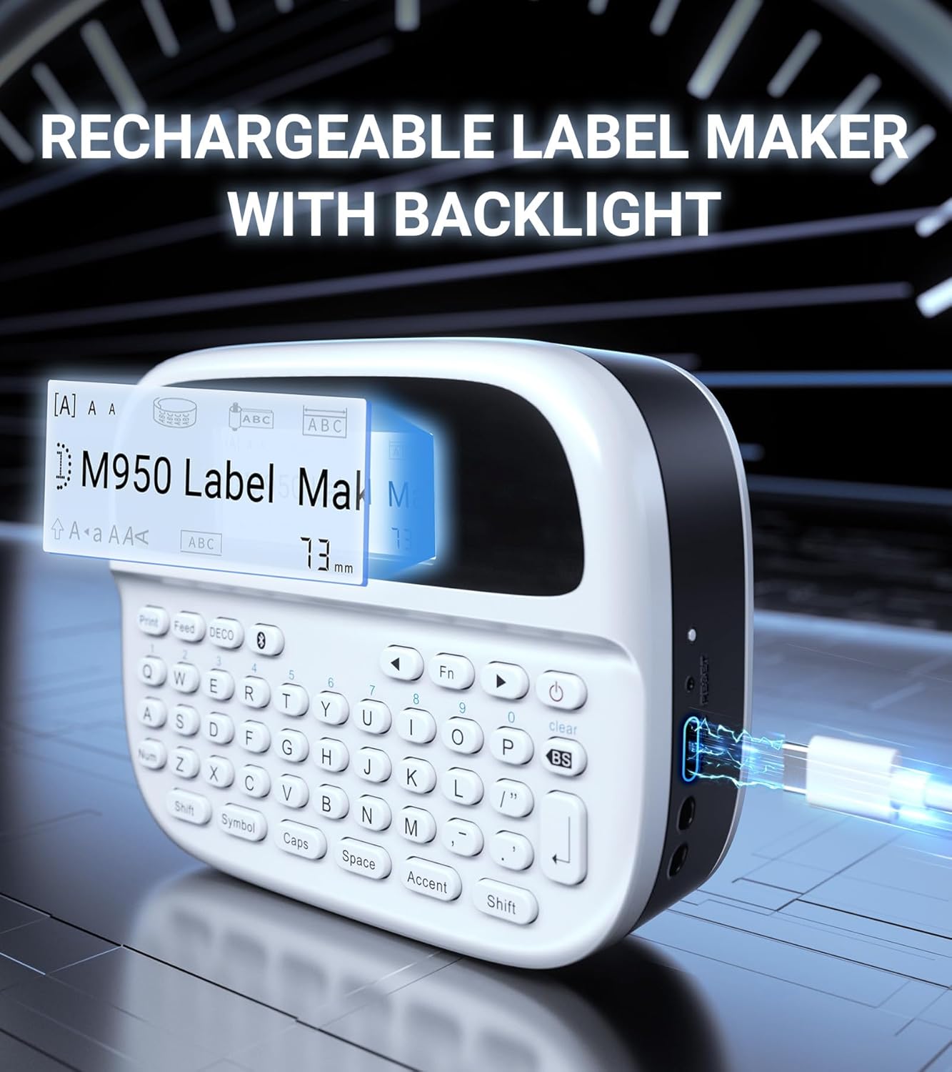 Label Maker Machine with-Tape, Rechargeable Label Maker Waterproof-Labels, Portable Bluetooth Labeler, Labeling Machine with Backlit LCD, QWERTY Keyboard & APP Connectivity for Home Office Use