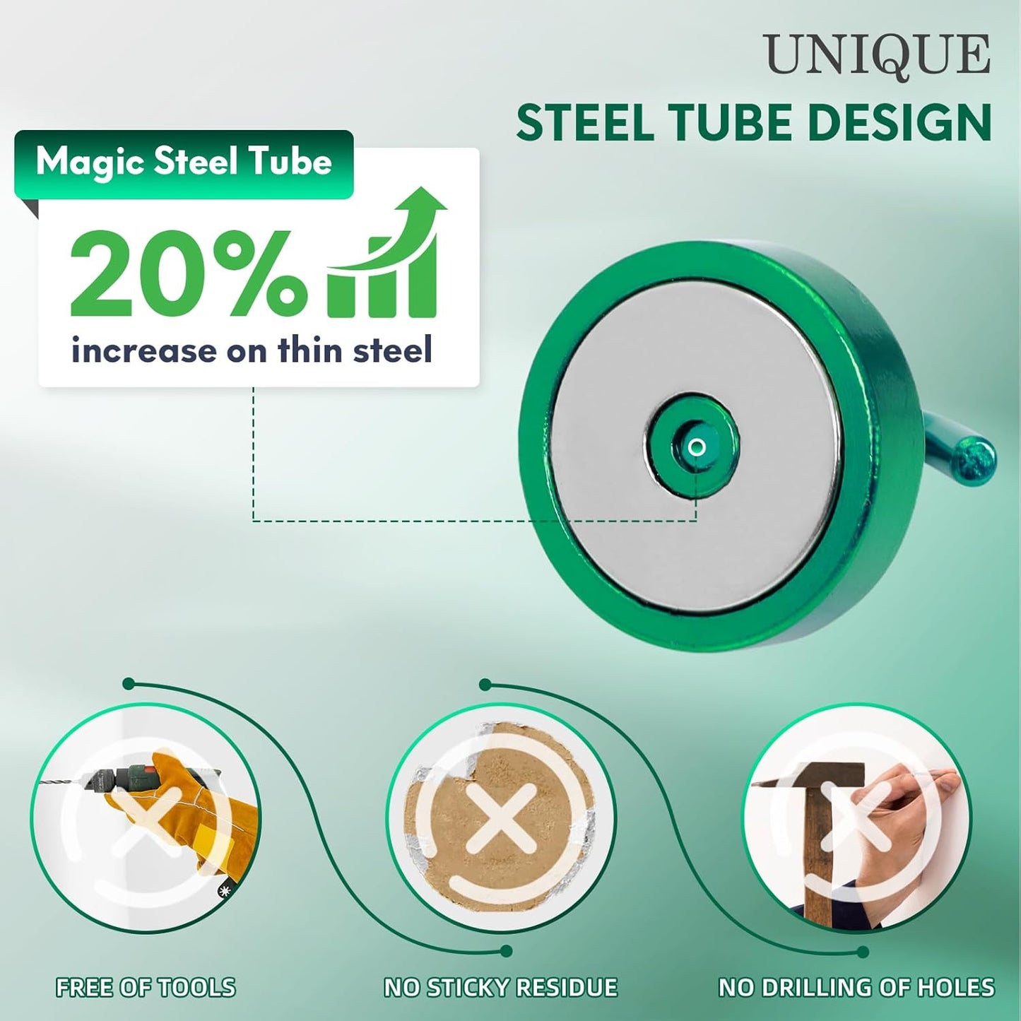 Neosmuk Magnetic Hooks, Cruise Ship Essentials, 80lb+ Heavy Duty Magnetic Hooks for Cruise Cabins, Refrigerator, Grill, Hanging, and Travel | Extra Strong Must-Haves Magnet Hook,Green