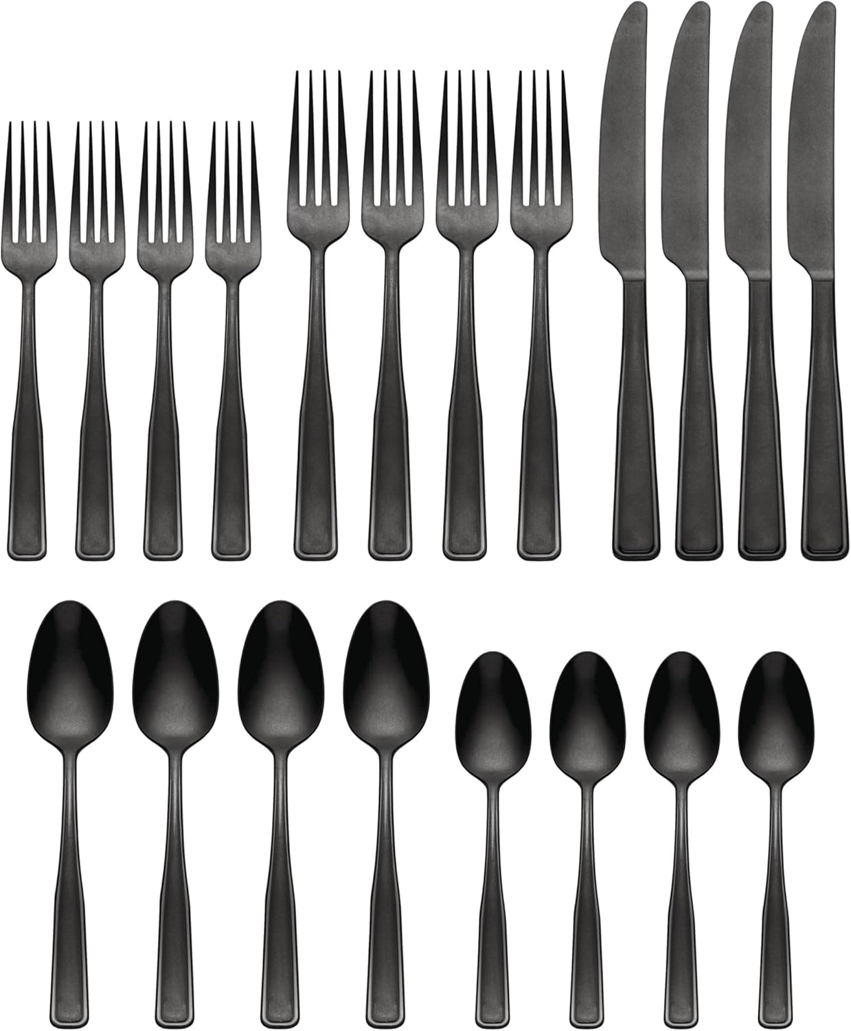 Oneida 896758 Reid Vintage Black Tumbled 20 Piece Flatware Set