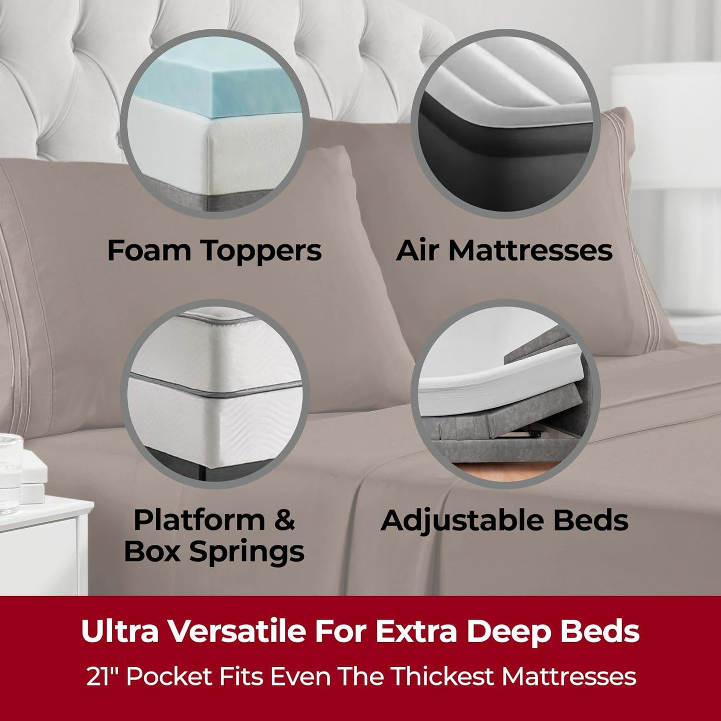 Mellanni Extra Deep Full Sheets - 4 PC Iconic Collection Bedding - Hotel Luxury, Ultra Soft, Cooling Bed Sheets - Wrinkle, Fade, Stain Resistant (Full, Brown)