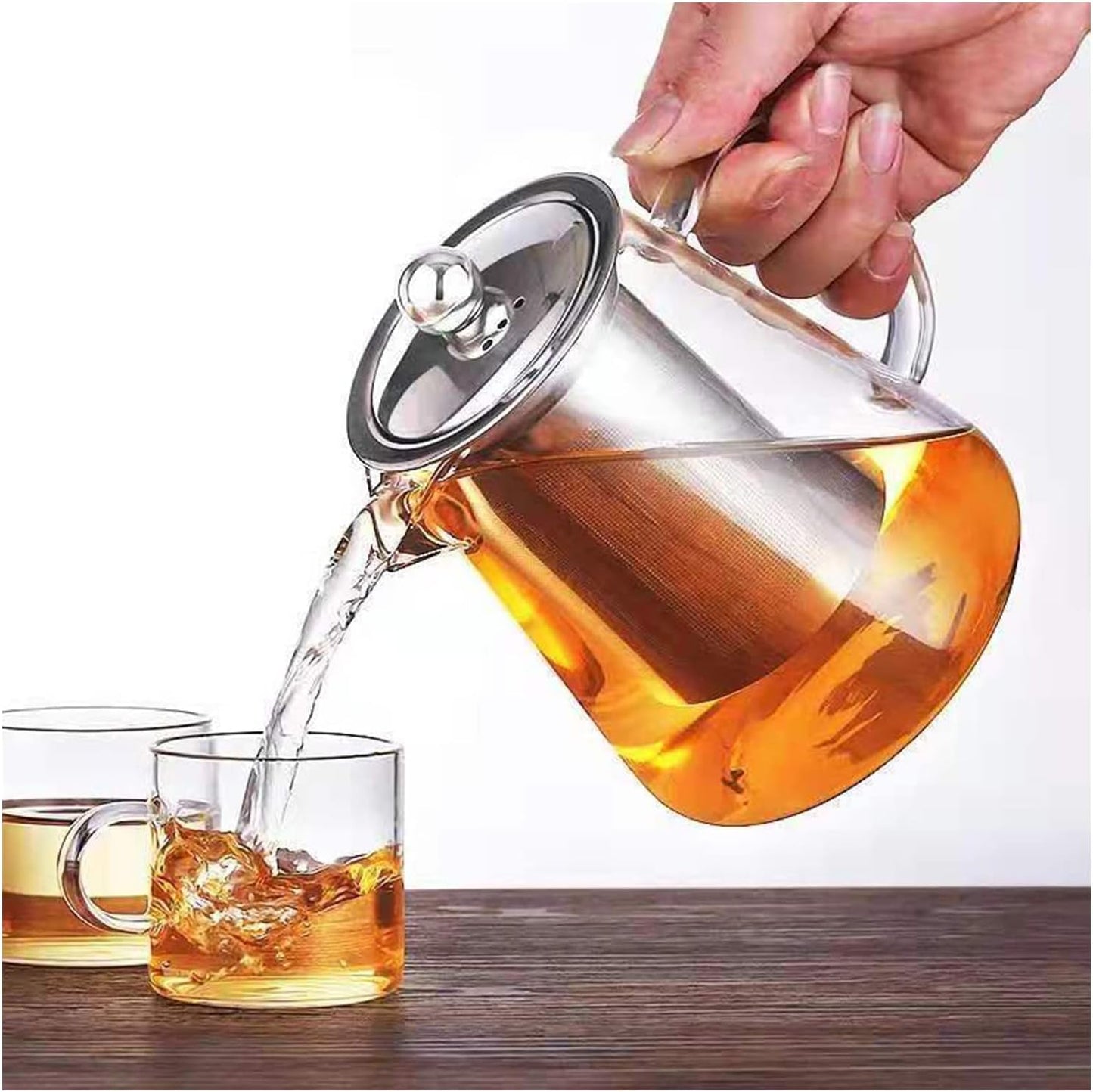 950ml (32oz) Upgraded Glass Teapot with Infuser,Heat Resistant with Removable Infuser, Borosilicate Clear Glass Tea Pots for Loose Leaf Tea and Blooming Tea Cook teapot