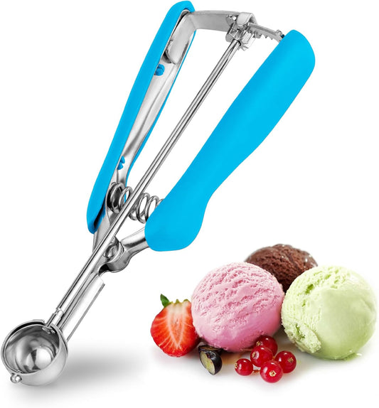 TJ POP Extra Small Cookie Scoop, 1 Tsp Cookie Scoop, Mini Ice Cream Scoop for Melon Baller, Cookie Dough, 0.2oz/ 25mm, Easy Squeeze & Release, Sky Blue