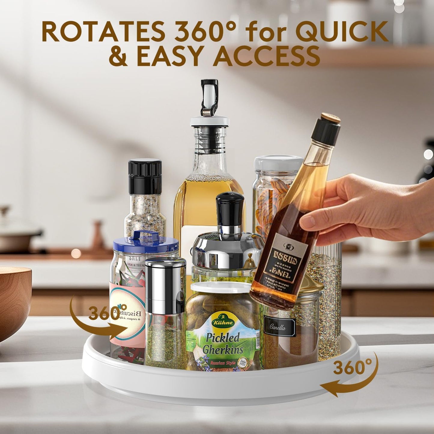 Lazy Susan Organizers for Kitchen Storage - Turntables for Cabinet, Pantry Organization Countertop,Vanity and Table,10 Inch Rotating Tray Spice Rack, Bathroom Fridge and Makeup Organizing,Non Skid