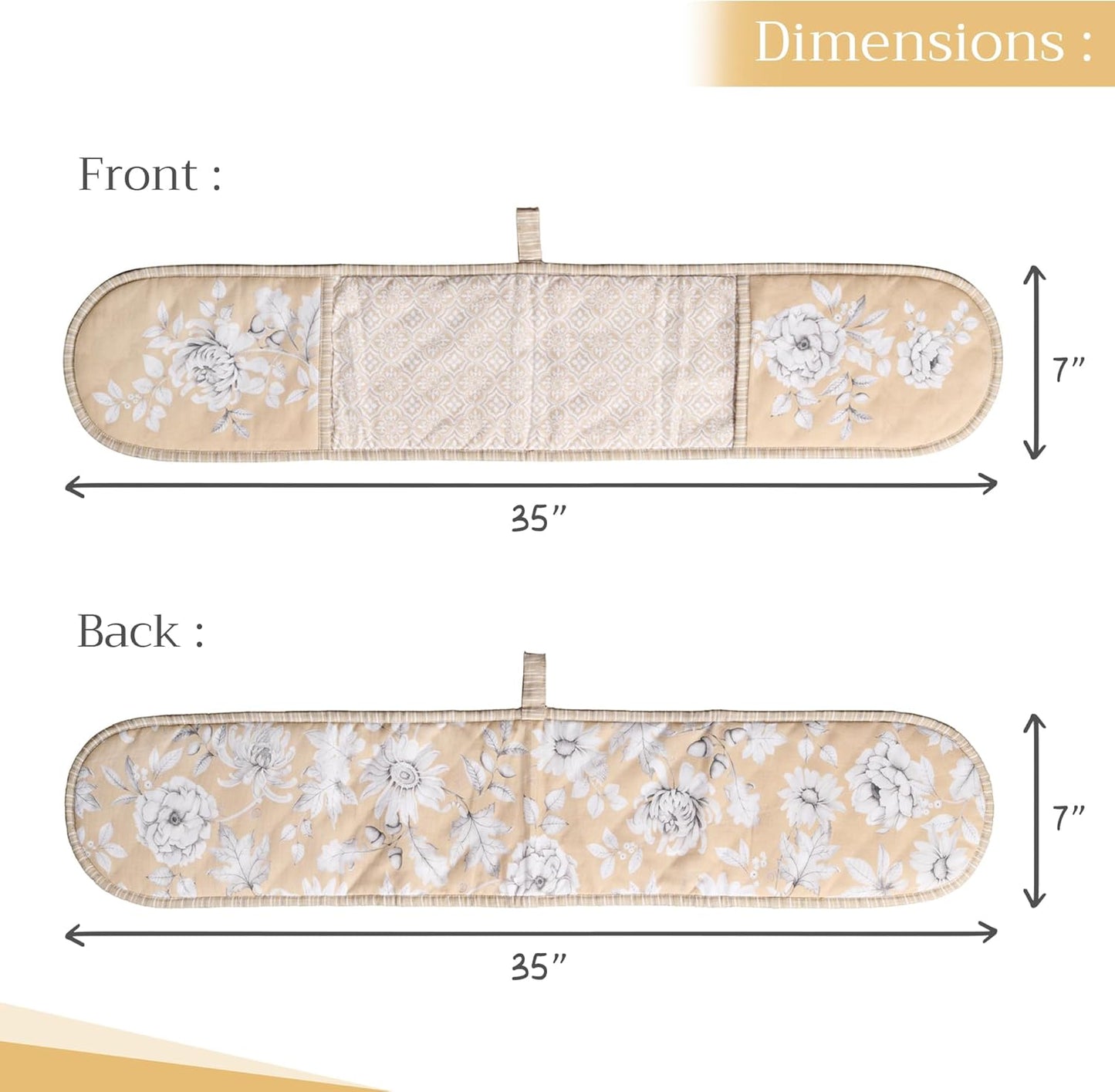 Maison d' Hermine Double Oven Mitts 100% Cotton 7"x35" Double Oven Mitt Heat Resistant BBQ Cooking Gloves with Loop, Baking, Grilling, Home, Kitchen, Handling Hot Pans (Pretty Autumn)