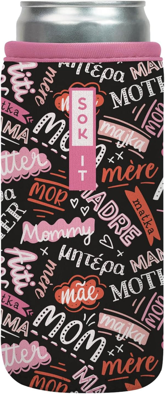 Sok It CanSok Sleeve for Beer & Soda Insulated Neoprene Cover (Mom Love, 12oz Slim Can Sleeve)