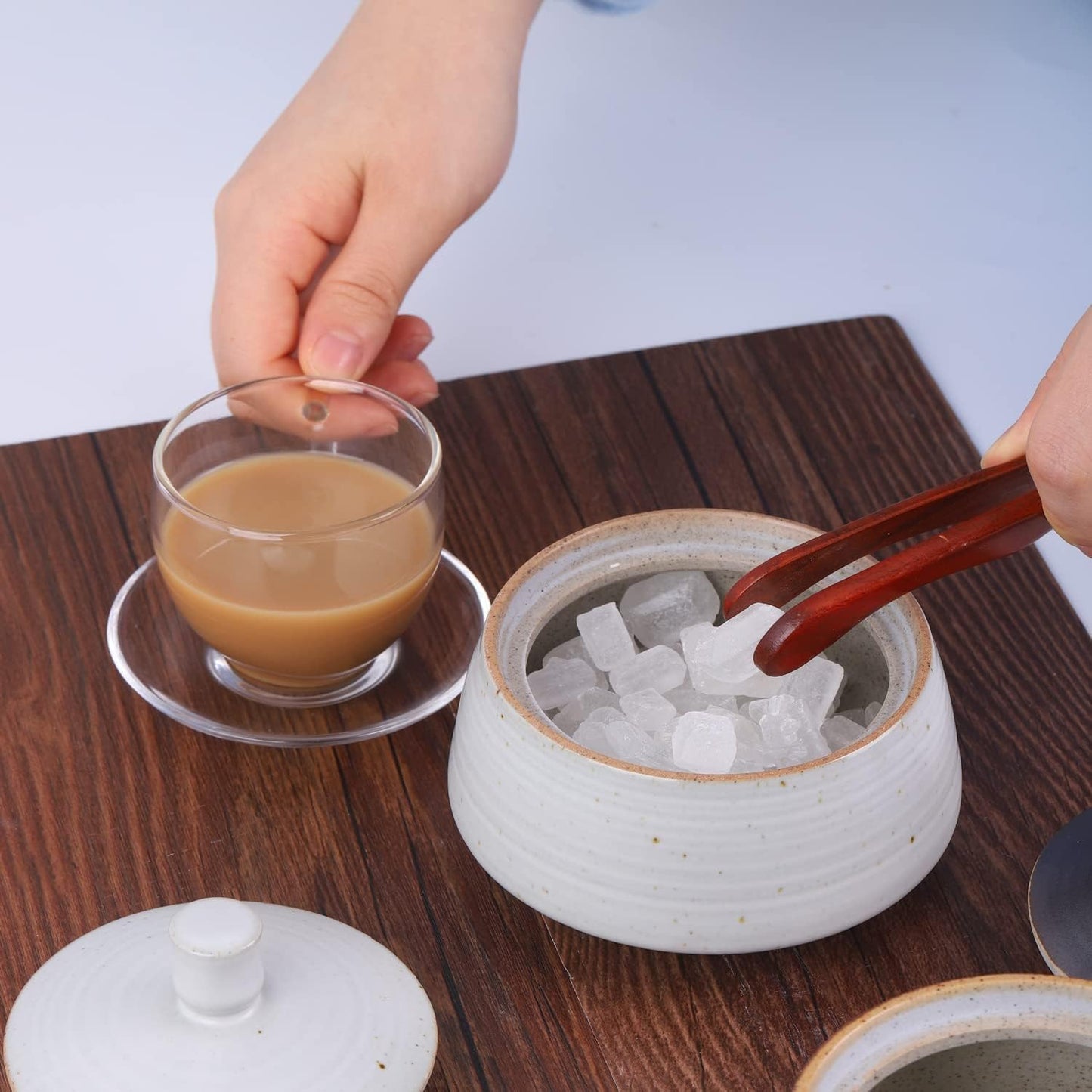 Retro Kitchen Ceramic Canister, 13.53 FL OZ (400 ML) Vintage Food Storage Jar for Tea, Coffee Beans, Herb, Candy, Spices, Nuts (White)