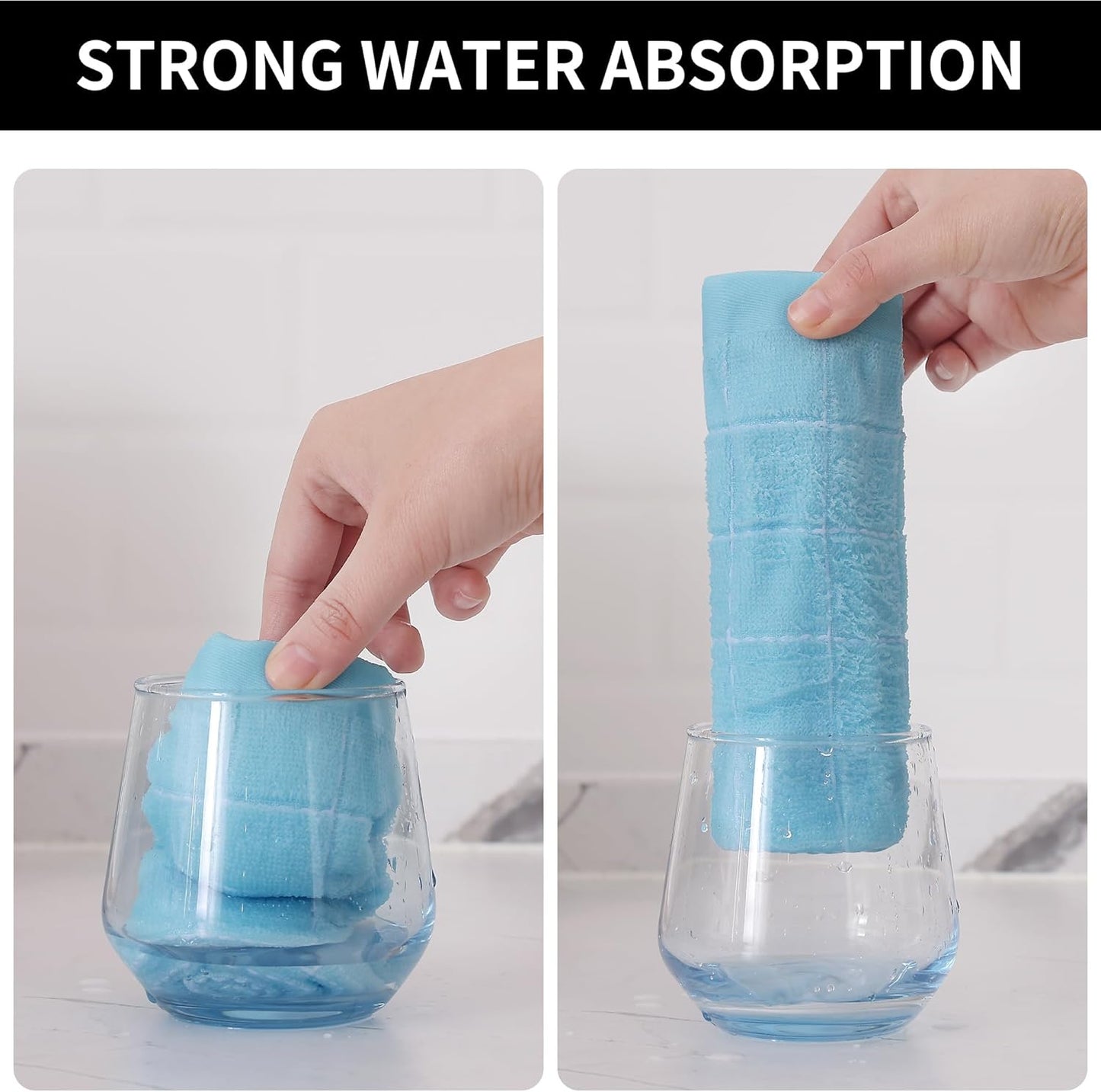 Homaxy 100% Cotton Terry Kitchen Dish Cloths, Ultra Soft and Absorbent Dish Towels for Kitchen, Suitable for Drying and Washing Dishes, 12 Pack, 12 x 12 Inches,Sky Blue