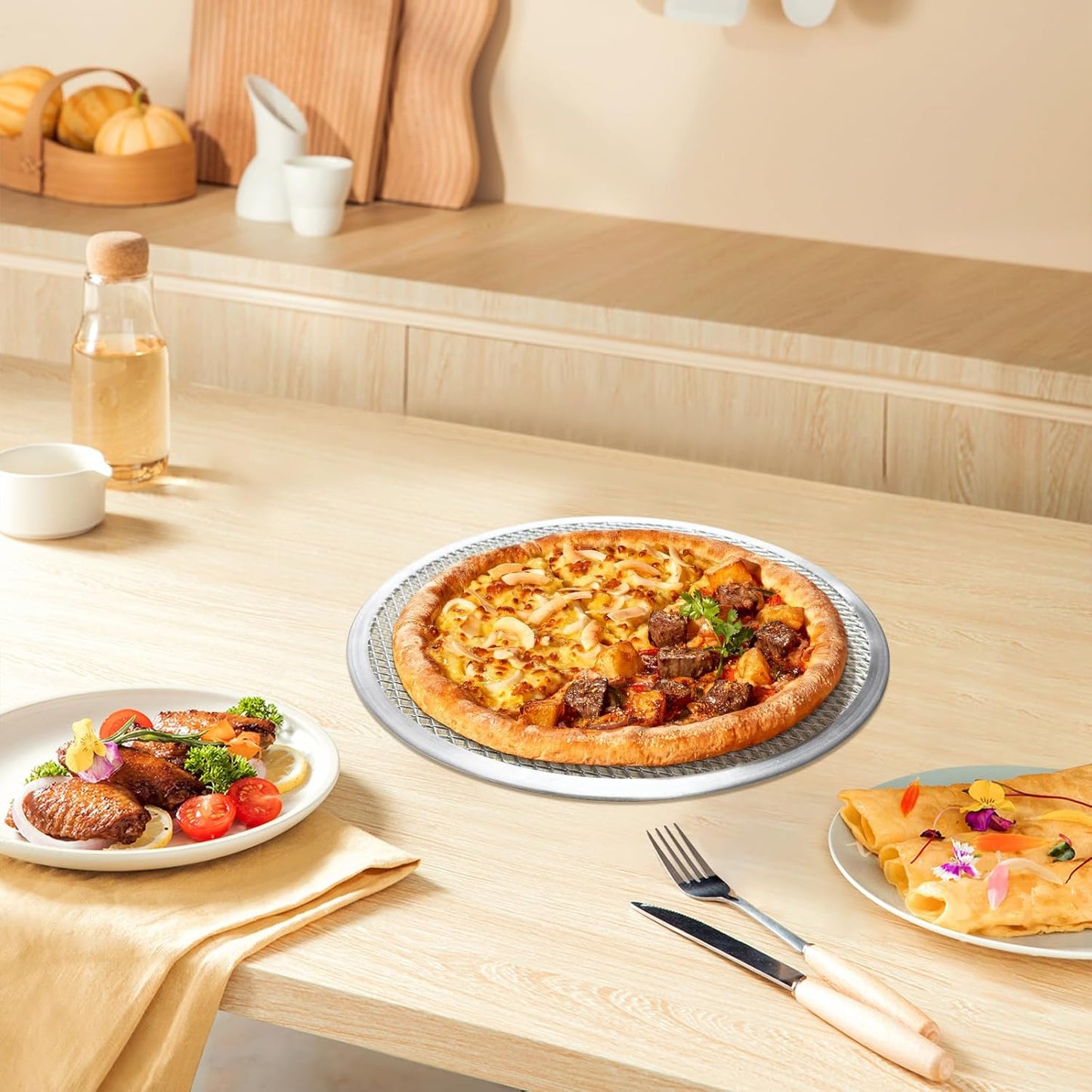 3 Pcs Pizza Screen, 10 Inch Pizza Pan for Oven, Nonstick Pizza Tray for Oven, Dishwasher Safe & Microwave Safe (10inch)