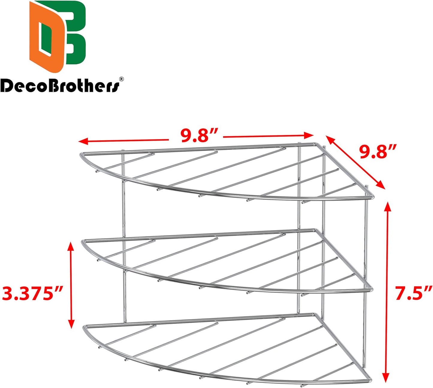 Deco Brothers 3-Tier Counter and Cabinet Corner Shelf Organizer, Chrome