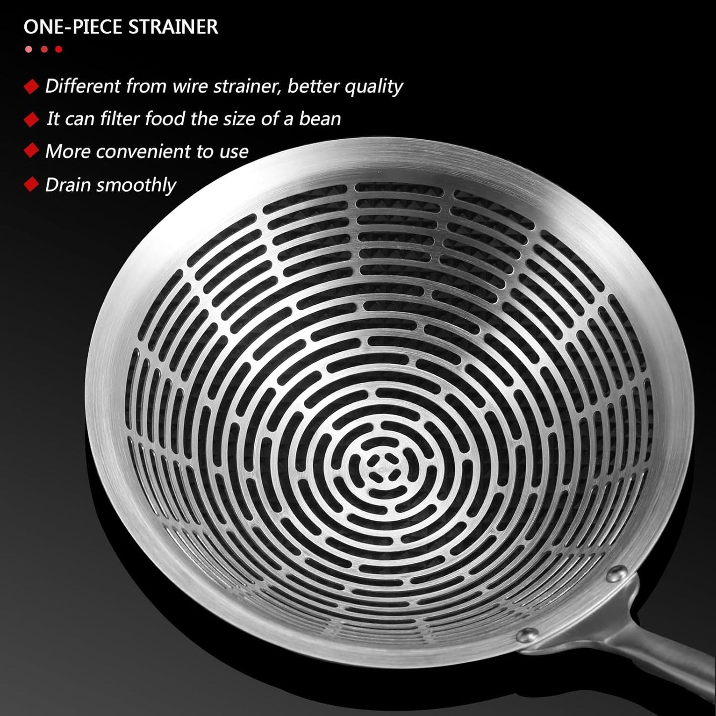 Cooking Skimmer 304 Stainless Steel Spider Strainer Handheld Metal Slotted Spoon With Holes Mesh Ladle For Spaghetti Pasta;Poached Egg;Noodle;Vegetables;Kitchen Frying And Cooking Tools