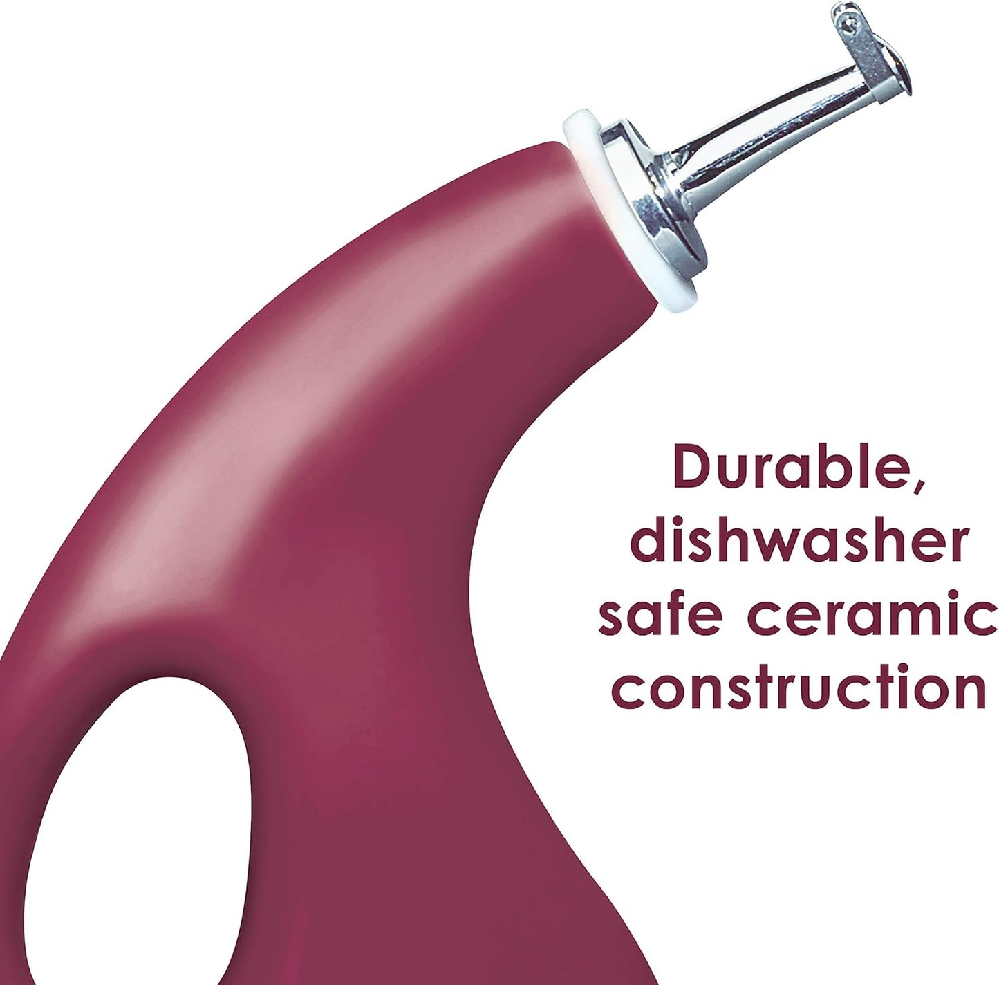 Rachael Ray Solid Glaze Ceramics EVOO Olive Oil Bottle Dispenser with Spout - 24 Ounce , Red