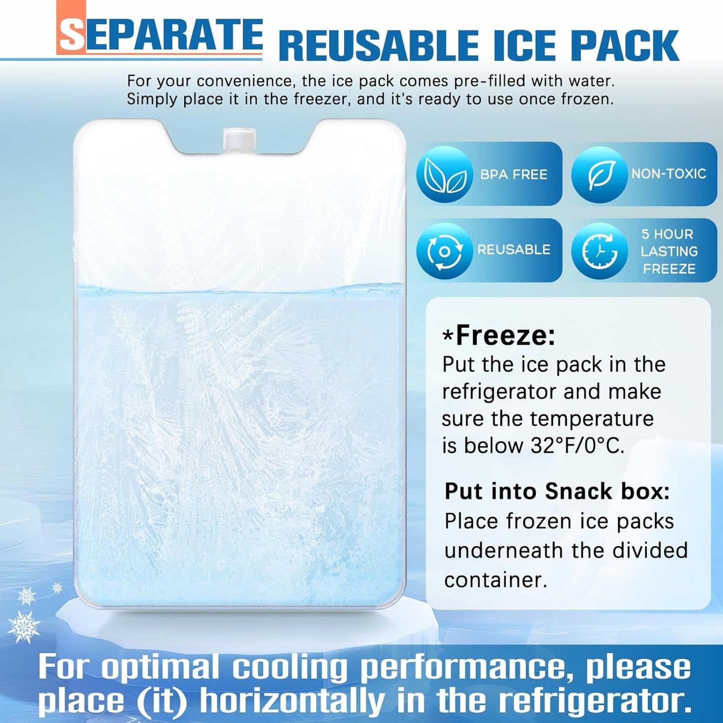 Chilled Divided Serving Tray Snackle Box Container with Ice Pack Bonus Insulated Bag 2 Dip Containers Summer Beach Essentials for Charcuterie Snack Road Trip Picnic Family Party Keep Food Fresh