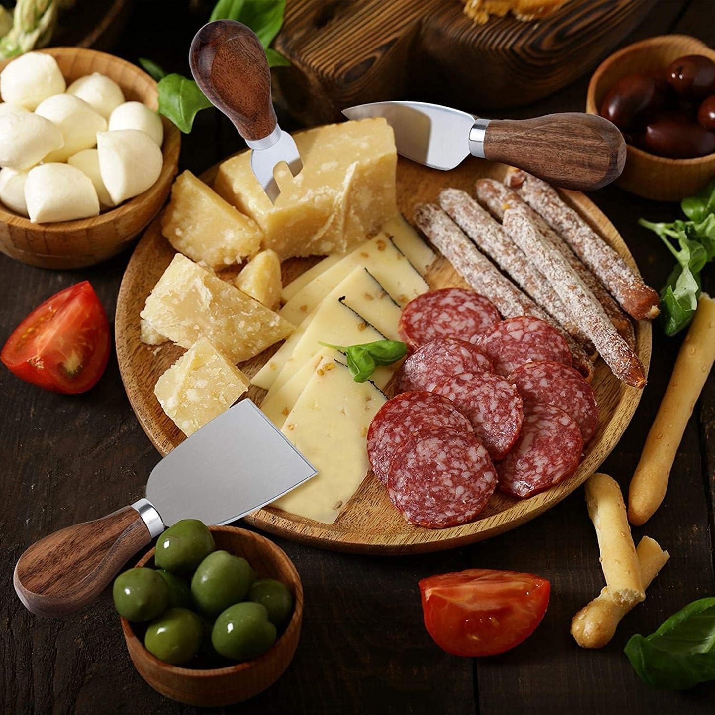 Large Exquisite 12-Piece Complete Cheese Knives Set Collection, Cheese Markers for Charcuterie Board, Black Cheese Labels Chalkboard for Food Dinner Wedding Birthday Parties (Ready Gift)