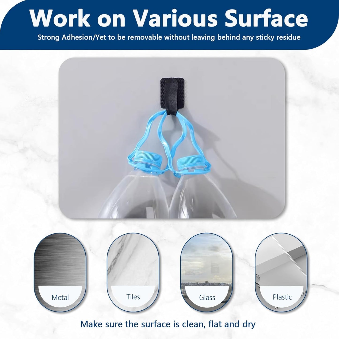 50 PCS Hook and Loop Cable Ties, Under Desk Cable Management, Self Adhesive Cable Clips Straps, Sticky-Back Cord Organizer, Wire Organizer for TV PC Laptop Ethernet Desktop, White