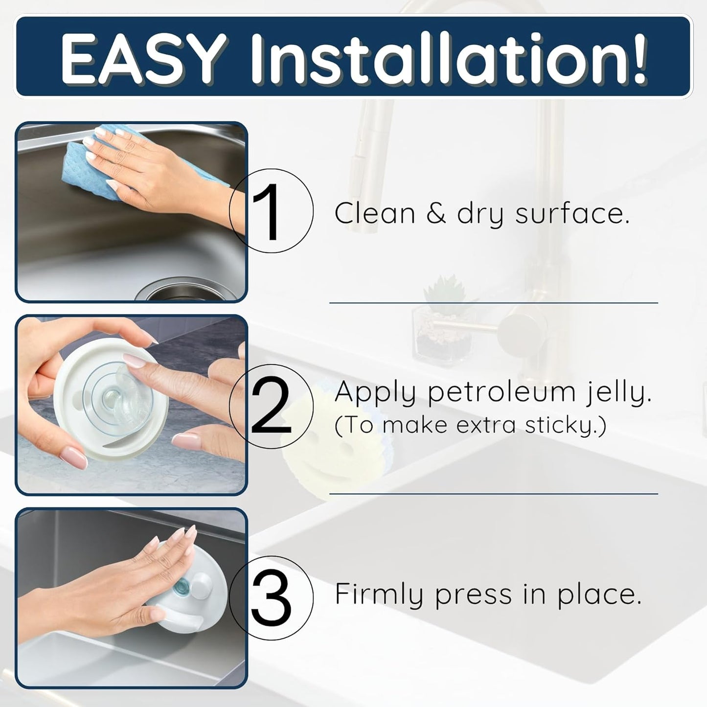 Sponge Daddy Caddy by Storage Theory – Sponge Mommy & Daddy Kitchen Sink Organizer, Universal, Simple Suction Cup Installation, Dishwasher Safe, Keep Sponges Dry, Odor-Free – White, 2 Pack