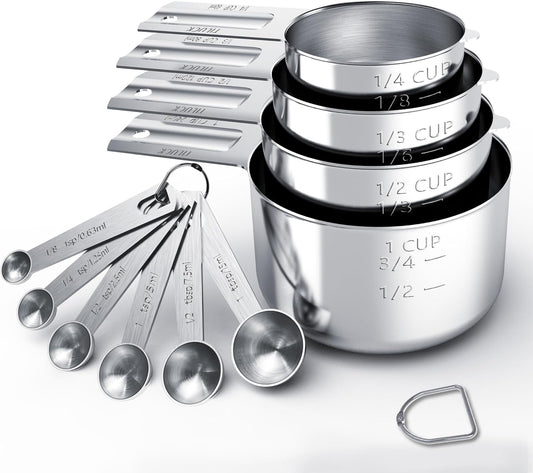 TILUCK Stainless Steel Measuring Cups & Spoons Set, Cups and Spoons,Kitchen Gadgets for Cooking & Baking (10)