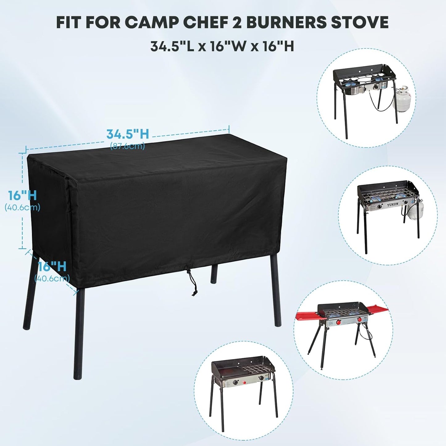 Stanbroil Patio Cover for Camp Chef 2 Burners Stove, Outdoor Stove Cover for 14'' x 32'' Camp Stove, Fits OSD-60LW, EX-60, CC-60, DL-60, DC-60LW, DH-280, DH-170, SOC-60