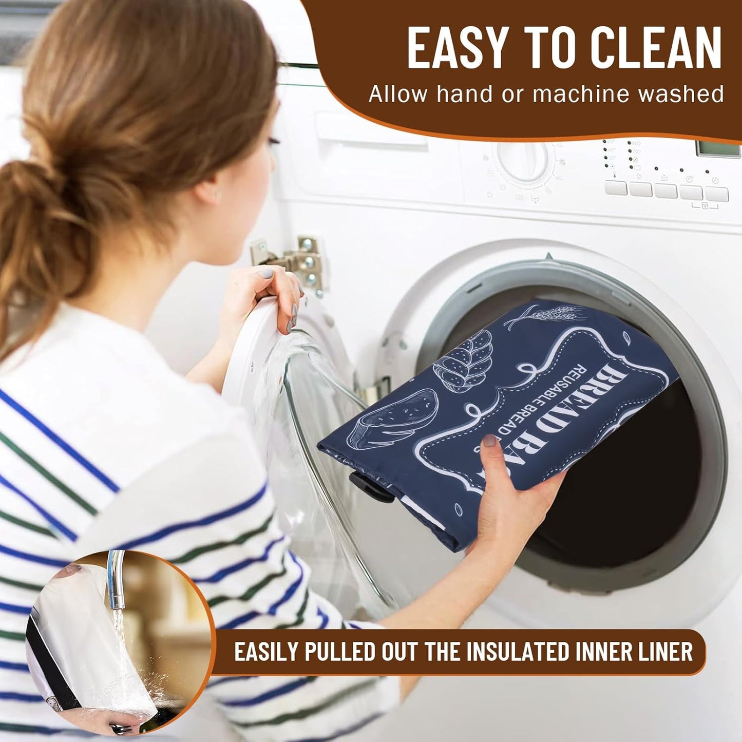 Bread Bags, 2 Packs Bread Bags to Keep Fresh, Reusable Zipper for Homemade Loaf, Freezer Storage Bag, Container, Fresh Keeping Extra Large Food Bag (White)