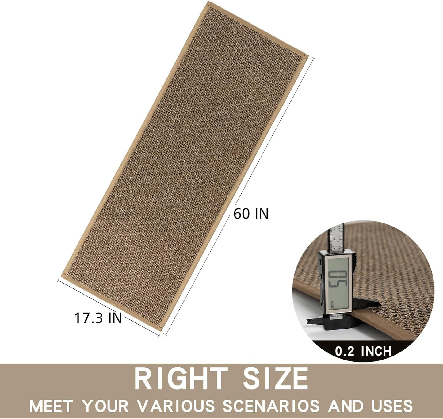 Kitchen Mat 1 PCS, Cushioned Non Slip Rugs for Kitchen Floor, Absorbent Runner Comfort Standing Mats Washable for Kitchen, Office, Home (Brown, 17.3"x60")