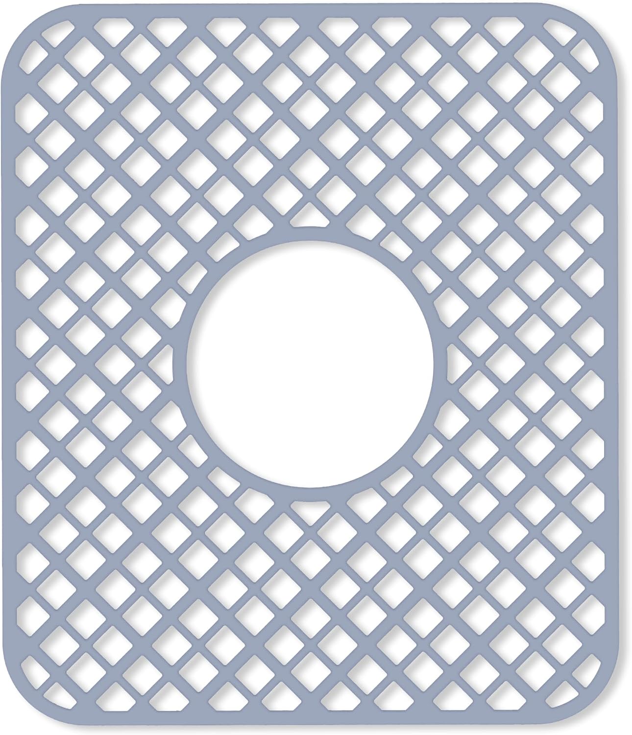 2 Pack Silicone Sink Protector for Kitchen Sink, Lozenge Pattern 13 x 11 inches Sink Grid Mat Silicone Protectors, Center Drain, Gray