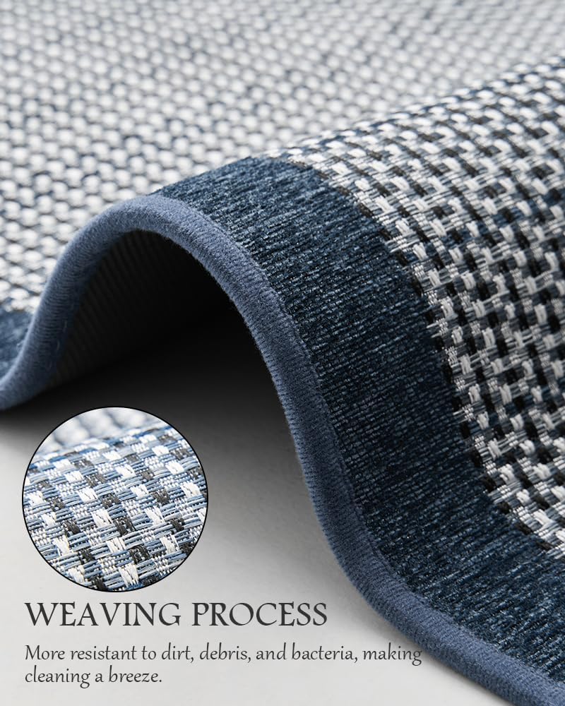 PADOOR Kitchen Mats for Floor, Kitchen Rugs Non Slip Washable, Half Circle Kitchen Floor Mat Sink Rug Rubber Backed Super Absorbent, 20”x32” Blue