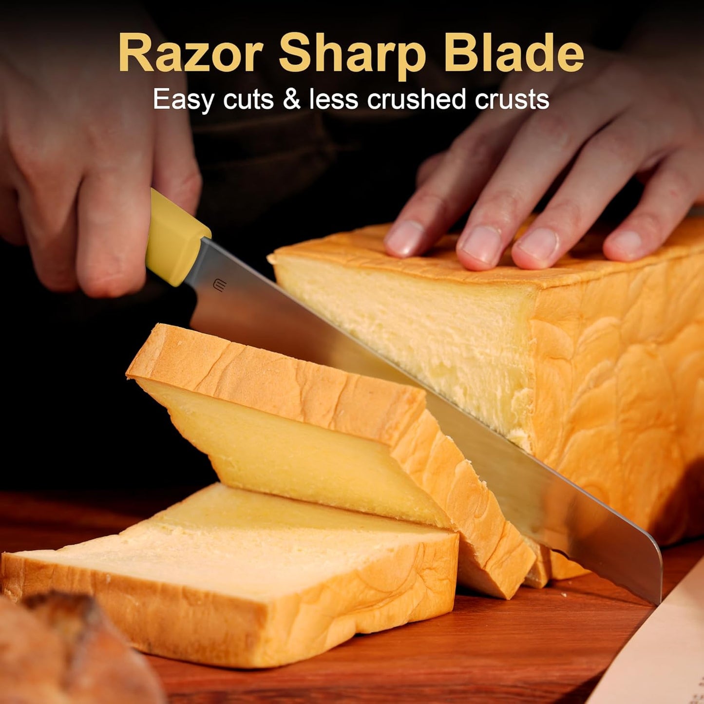 7.5" Serrated Bread Knife for Homemade Bread, AR-RPM9 Steel & Innovative Wavy Edge, Professional Serrated Knife for Sourdough Bread Cake, Gift for Baker Home Chefs