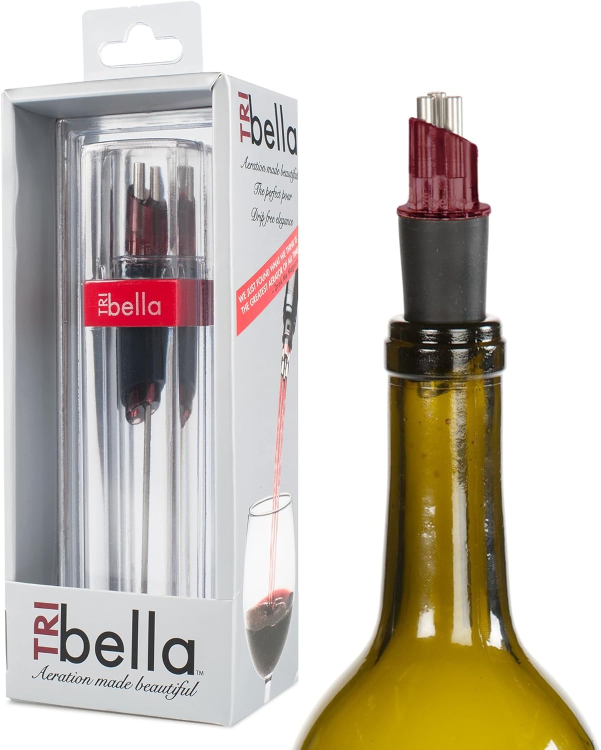 Pourtable 2 Pack Wine Aerator, Multi Stream Wine Aeration 3 Stainless Steel Spouts Handmade Kitchen Essential, No-Drip Wine Pouring Accessory Gifts for Men in Easy to Carry Protective Gift Case