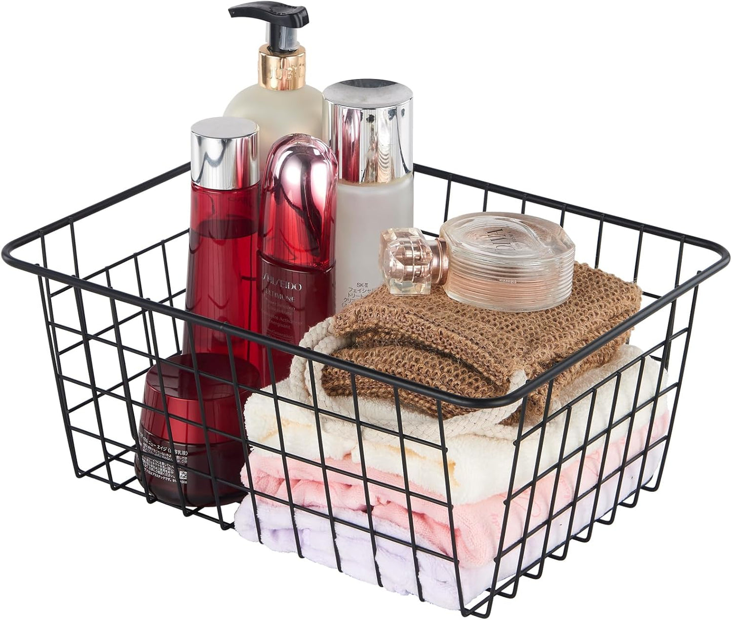 【Extra Large】Wire Kitchen Storage Basket 4 Packs,Perfect Pantry Organization Accessories Baskets,Laundry,Suitable for Countertop, Kitchen, Bedroom, Bathroom,Black
