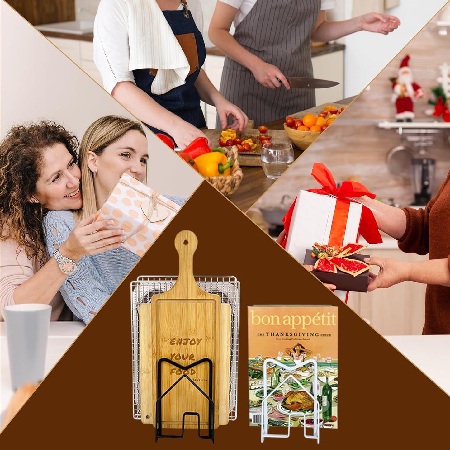 SUNFICON Cutting Board Rack Chopping Board Organizer Pot Pan Lids Holder Thin Bakeware Baking Tray Drying Display Stand Kitchen Countertop Cupboards Cabinet Office Sturdy Metal 4.92x5.7x8.47 in.White