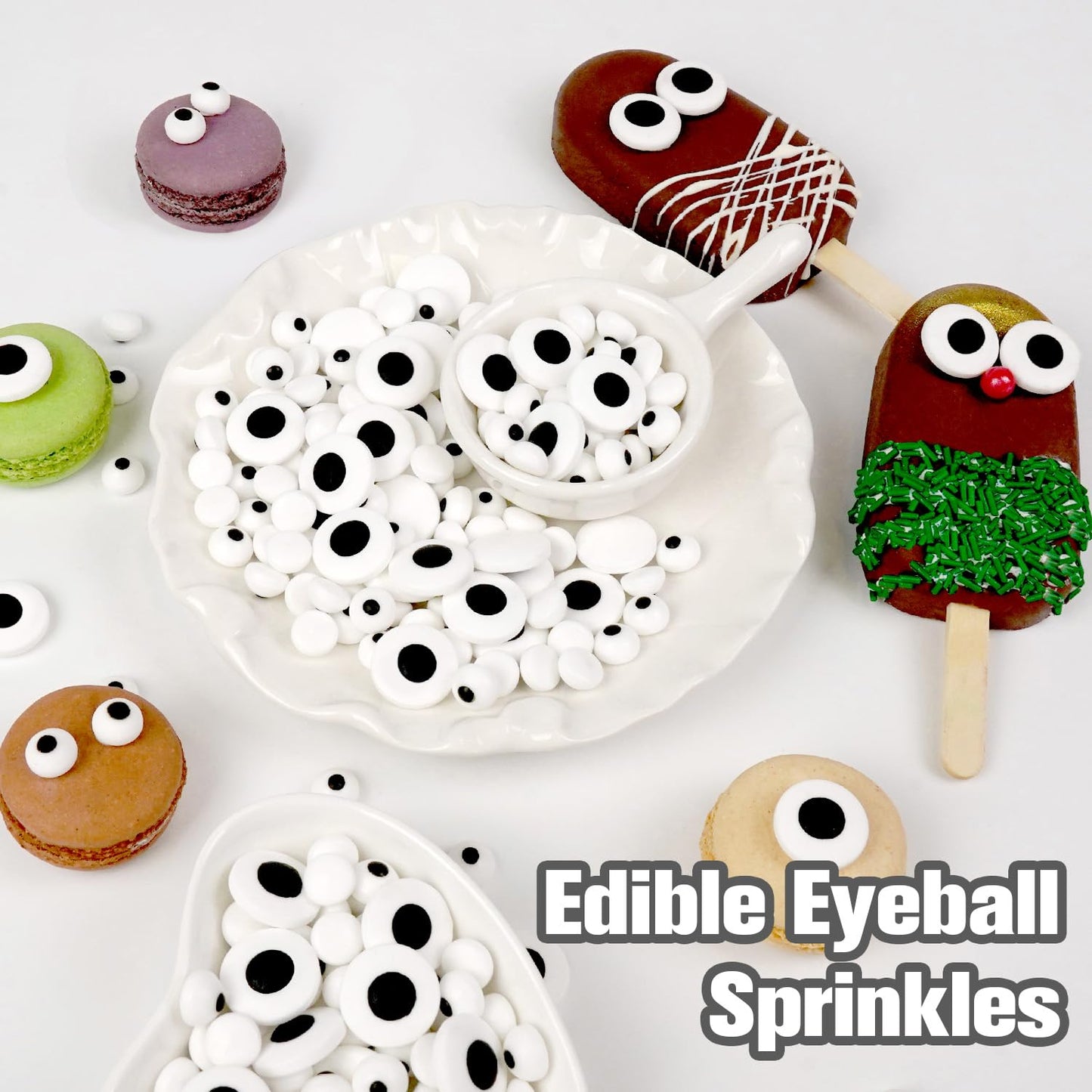 Edible Candy Eyeball Sprinkles, Googly Eyes Sprinkles for Cake Decorating, Baking, Cupcake, Cake Decorations, Ice Cream Toppings, 150g/5.29oz, Halloween, Holiday, Christmas Supplies