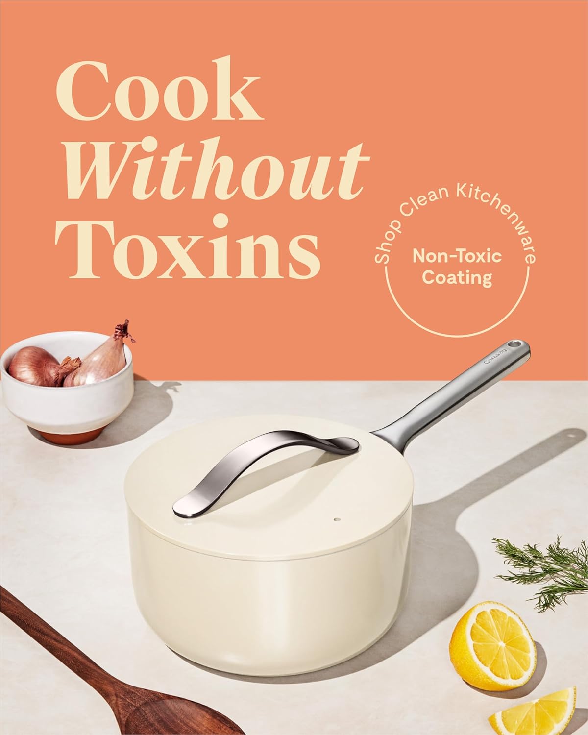 Caraway Nonstick Ceramic Sauce Pan with Lid (1.75 qt) - Non Toxic, PTFE & PFOA Free - Oven Safe & Compatible with All Stovetops (Gas, Electric & Induction) - Black