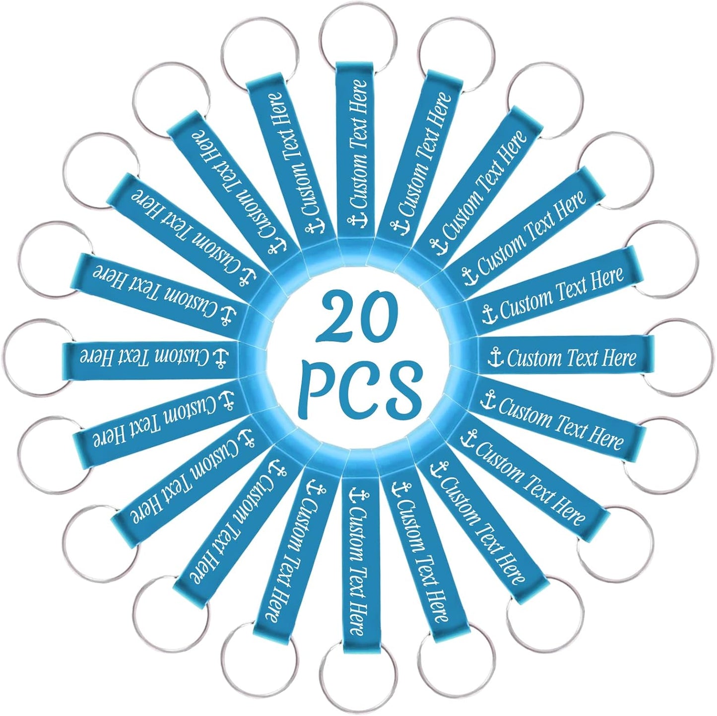 20PCS Personalized Bottle Opener Keychain Bulk Custom Beer Bottle Opener with Logo Text Engraved Wedding Bottle Opener Favors Customized Gifts for Guests Baby Shower Birthday Party-Sky Blue