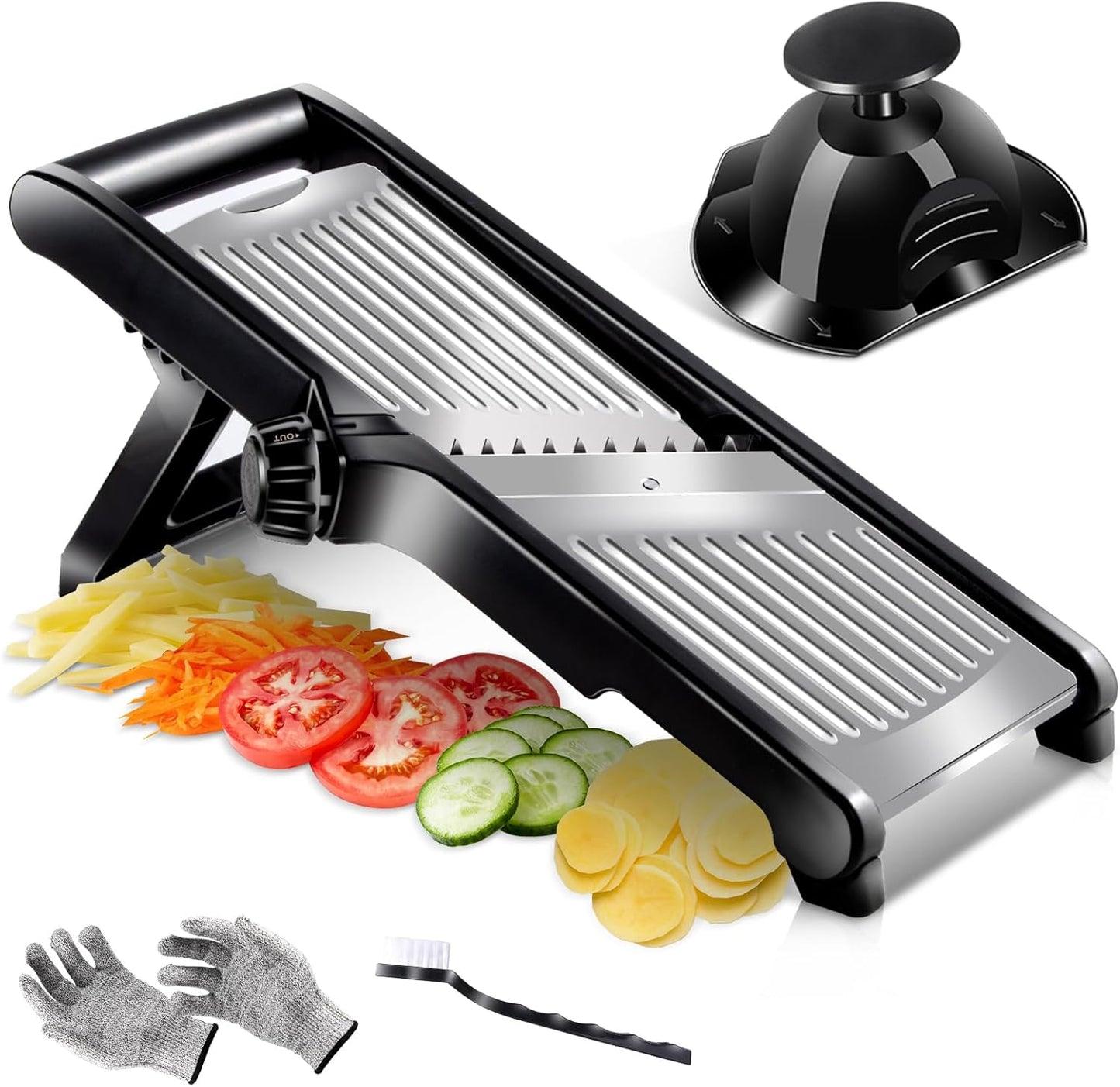 Mandoline Slicer,Masthome Mandoline Food Slicer for Kitchen,Adjustable Mandolin Food Slicer, Potato Cutter,Vegetable Cutter,Onion Mandalins,French Fry Cutter Julienne Slicer-Send Cut Resistant Gloves