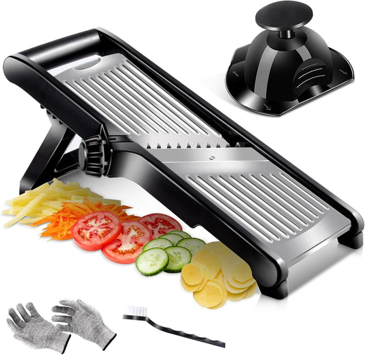 Mandoline Slicer,Masthome Mandoline Food Slicer for Kitchen,Adjustable Mandolin Food Slicer, Potato Cutter,Vegetable Cutter,Onion Mandalins,French Fry Cutter Julienne Slicer-Send Cut Resistant Gloves