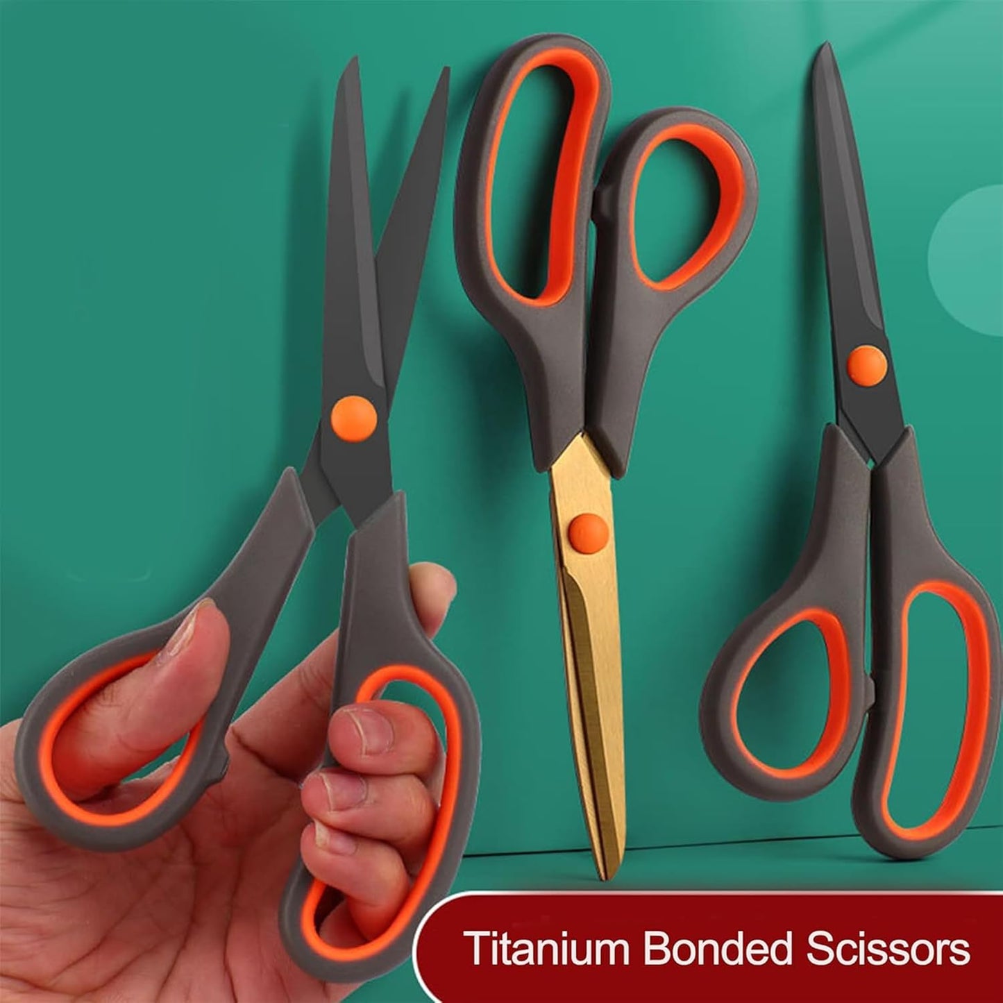 24 Pack Titanium Scissors, Rkqoa 8" All Purpose Scissor Bulk - 2.5mm Thick Sharp Scissors for Office School Sewing Craft Supplies, Classroom Must have, Teacher/Class Shears, Right/Left Handles