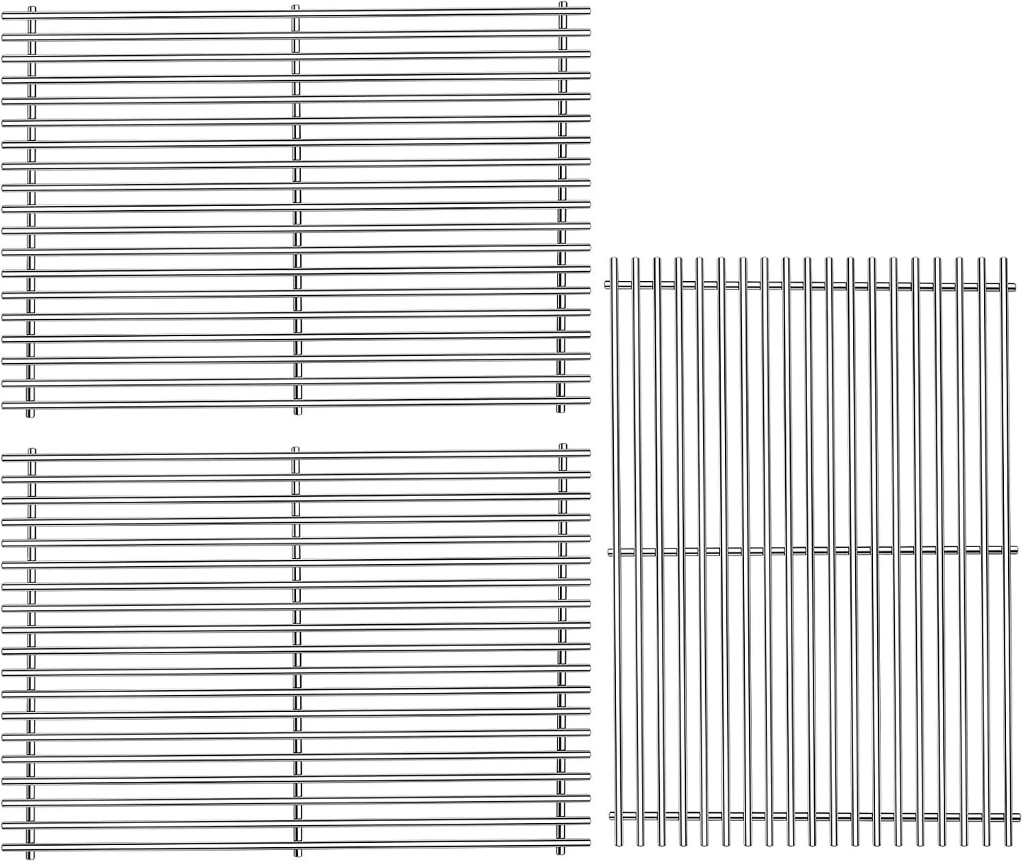 18 7/8" 304 Stainless Steel Grill Grates for Weber Genesis ii E-610 S-610 Genesis ii LX E-640 S-640 Genesis 2 Grill Parts for Weber Genesis ii 600 Series 66803 66096 Gas Grills 3 Pack