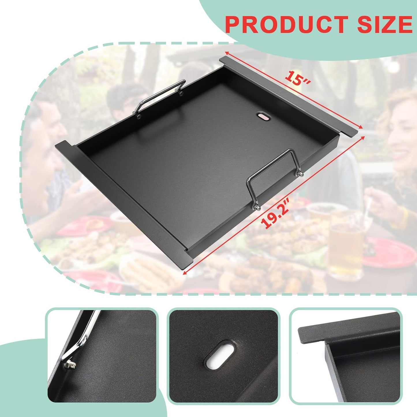 16517 Half Size Griddle Insert for Bull Grill 4 Burner Angus 41628 47628 41629, Griddle Plate for Outlaw 30" 26039 26038, for Bull Premium 18248 18249, Lion L75000 Grill Parts, Non-stick Carbon Steel