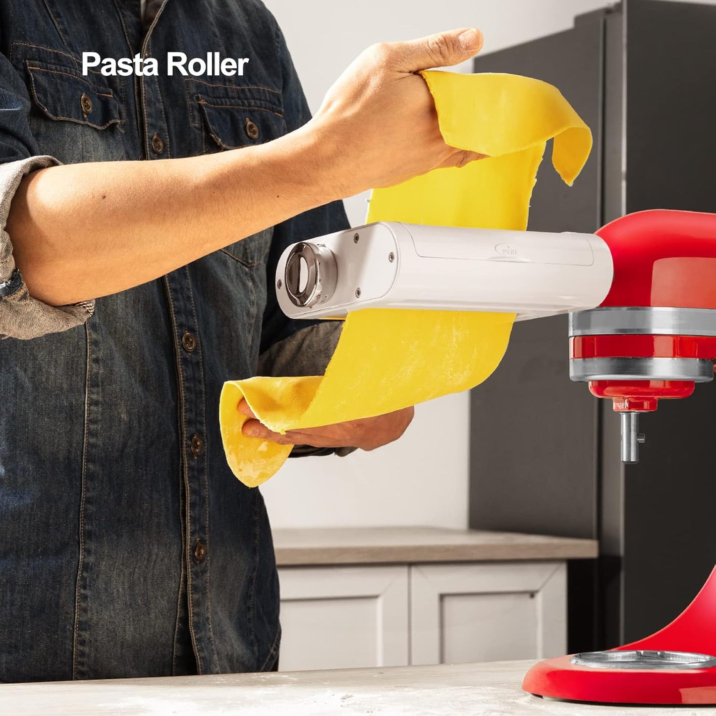 ANTREE 3-1 Pasta Maker Attachment for KitchenAid includes Pasta Sheet Roller attachment & Spaghetti Cutter & Fettuccine Cutter attachment, Easy to use and clean with Pasta Drying Rack & Cleaning Brush