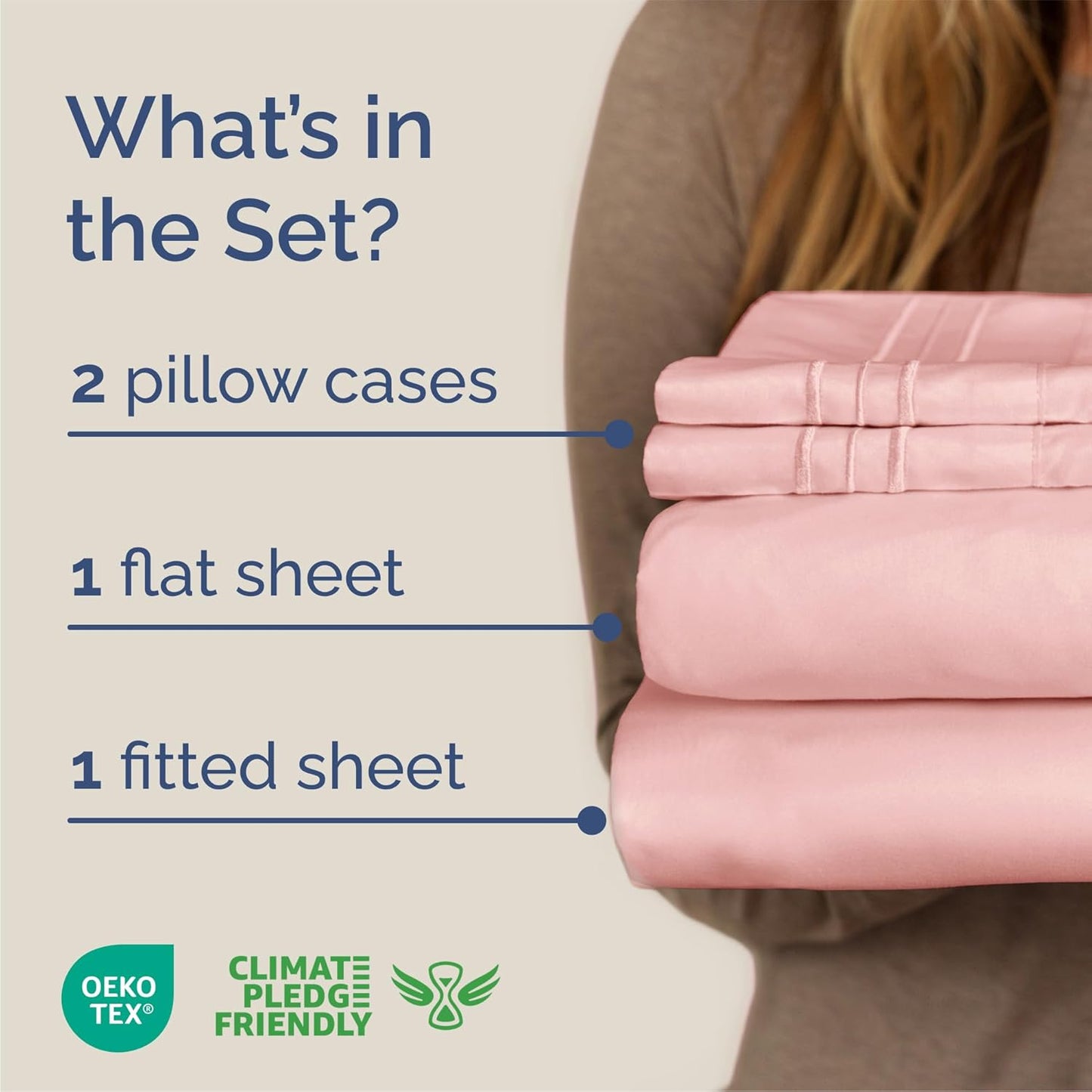 Queen Size 4 Piece Sheet Set - Comfy Breathable & Cooling Bed Sheets Set - Hotel Luxury Bedding for Women, Men, Kids, Teens, Boys & Girls - Deep Pockets, Soft and Wrinkle Free - Oeko-Tex - Baby Pink