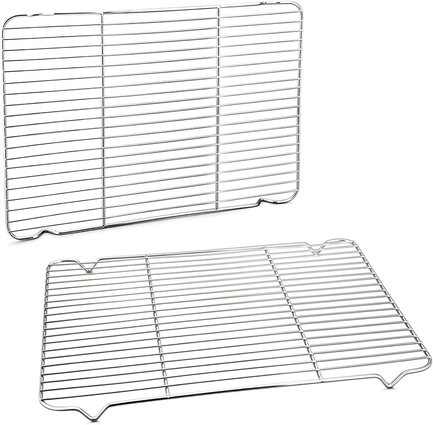 P&P CHEF Cooling Baking Rack Pack of 2, Stainless Steel Cooling Racks for Cooking Baking Roasting Grilling Drying, Dense Wires & Smooth Edge, Easy to clean, Silver, 16.6" x 11.5"