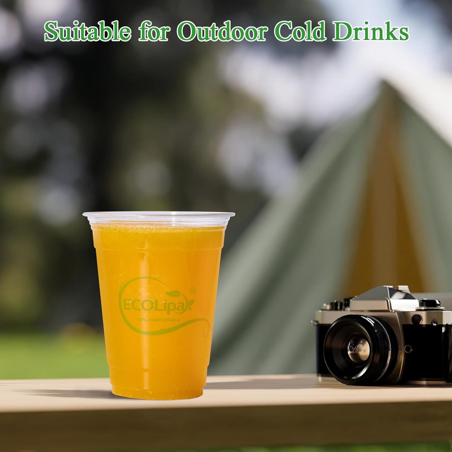 ECOLipak 1000 Count 16 OZ Clear Compostable Plastic Cups, Disposable Plant-Based Biodegradable Drinking Party Cups, PLA Plastic Cold Tumblers for Restaurant, Office, Canteen, Large Gathering