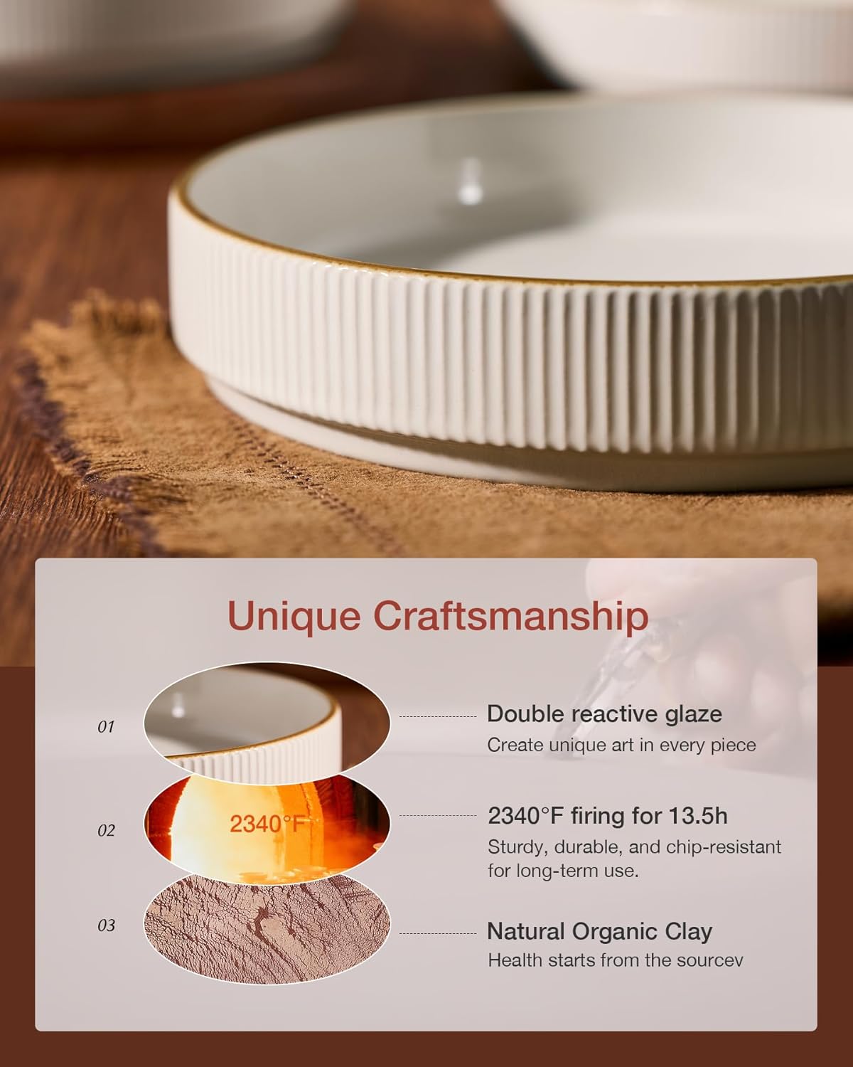 famiware Star 8.25" Pasta Bowls, Large Dinner Bowls Set of 4, Salad Bowl Plates, Shallow Bowls for Eating, White