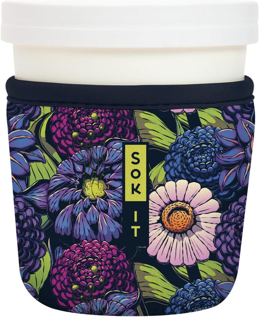Sok It IceCreamSok Insulated Neoprene Cover (Secret Garden, Tapered Ice Cream Pints)