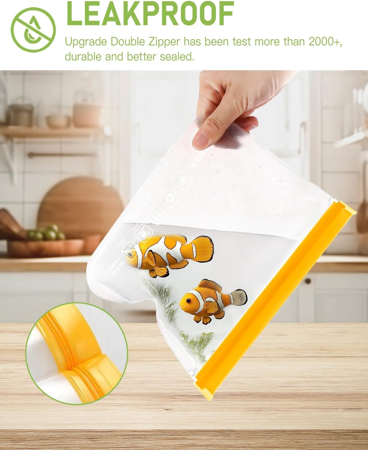 IDEATECH Quart Freezer Bags, BPA Free PEVA Reusable Sandwich Snack Bags, Quart Size Food Baggies Containers for Travel, Lunch, Healthy Food (10Pack-10Quart, Colored)