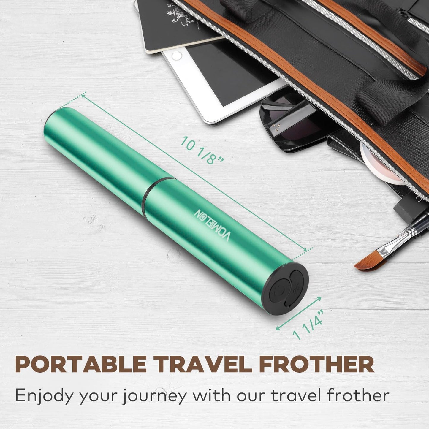 Milk Frother, Rechargeable Battery Operated Frother for Coffee,Portable Drink Mixer with 2 Stainless Steel Whisk Heads,Milk Foamer for Keto Coffee, Latte, Cappuccino, Hot Chocolate,Light Blue