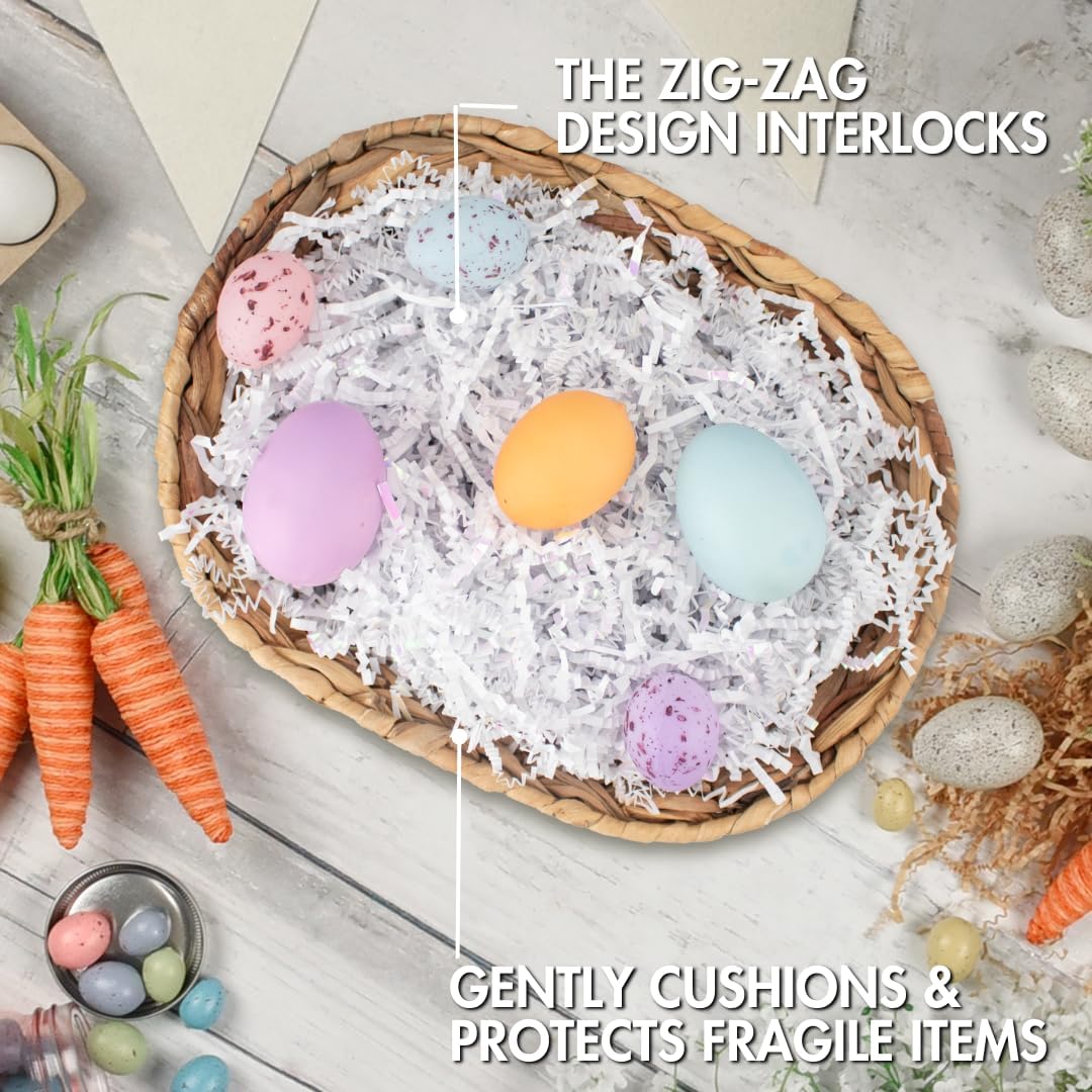 MagicWater Crinkle Cut Paper for Gift Baskets - 2LB - Diamond White - Perfect for Shredded Paper Filler, Basket Filler, Gift Boxes, Bridesmaid Gifts,Halloween Stuffers & More – Ideal for All Occasions