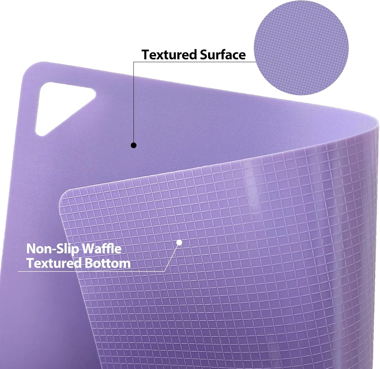 WK Plastic Flexible Cutting Boards for Kitchen, Flexible Cutting Board Mat Set of 10, Non Slip Cutting Mats with Hole, BPA Free, Dishwasher Safe, Multi Size