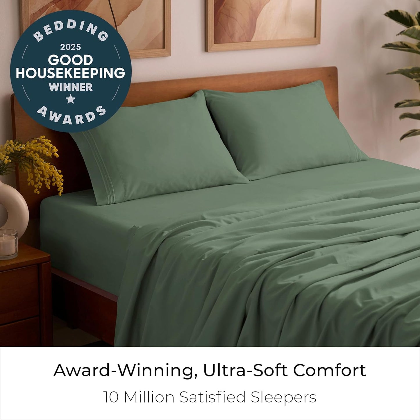 Mellanni Full Sheets Set - 4 PC Iconic Collection Bedding - Hotel Luxury, Extra Soft, Cooling Bed Sheets - Wrinkle, Fade, Stain Resistant (Full, Sage)