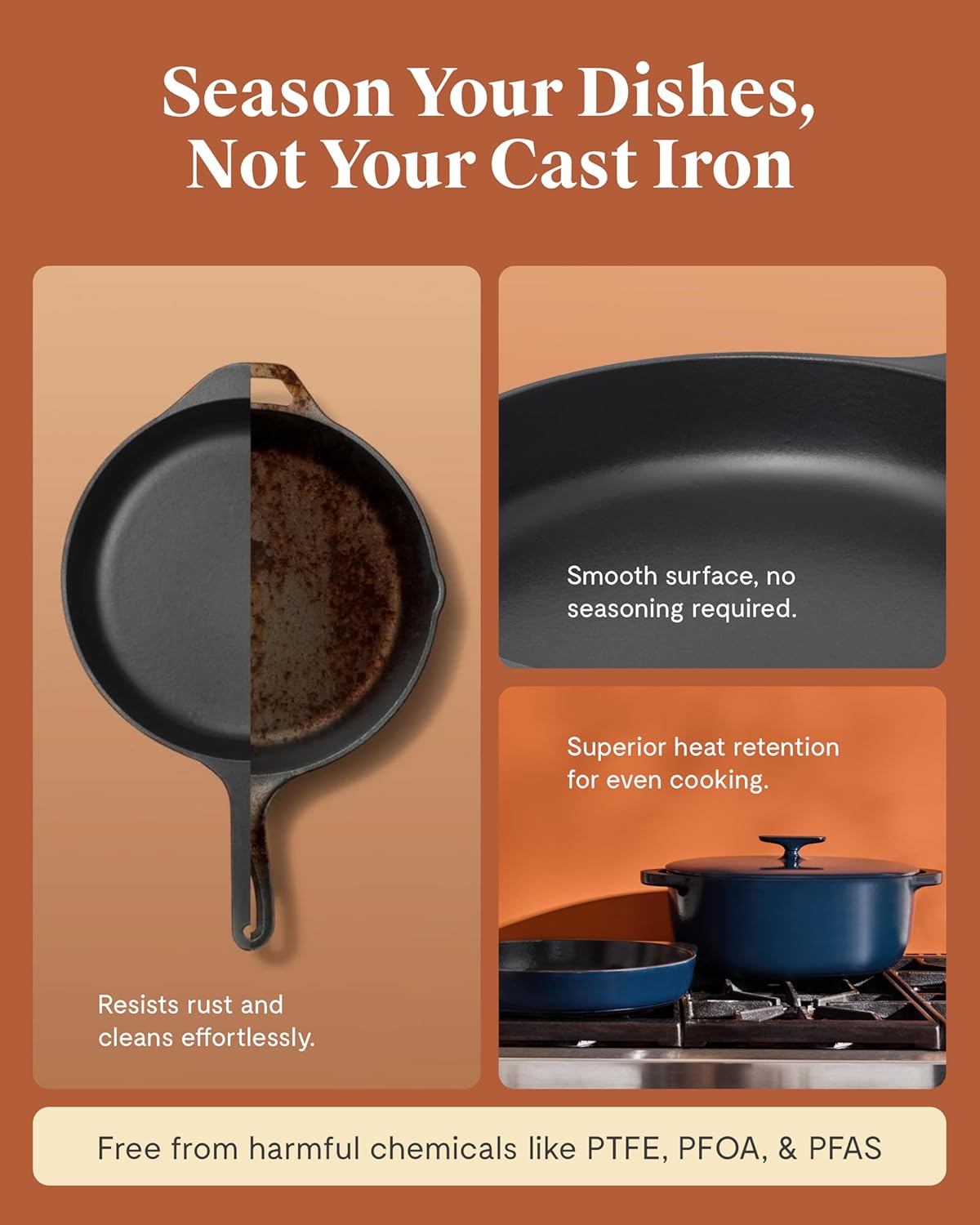 Caraway Enameled Cast Iron Dutch Oven - 8qt Dutch Oven With Lid - 3 Layer Enamel Coating - No Seasoning Required - Compatible With All Stovetops - Oven Safe - No Forever Chemicals - Cream